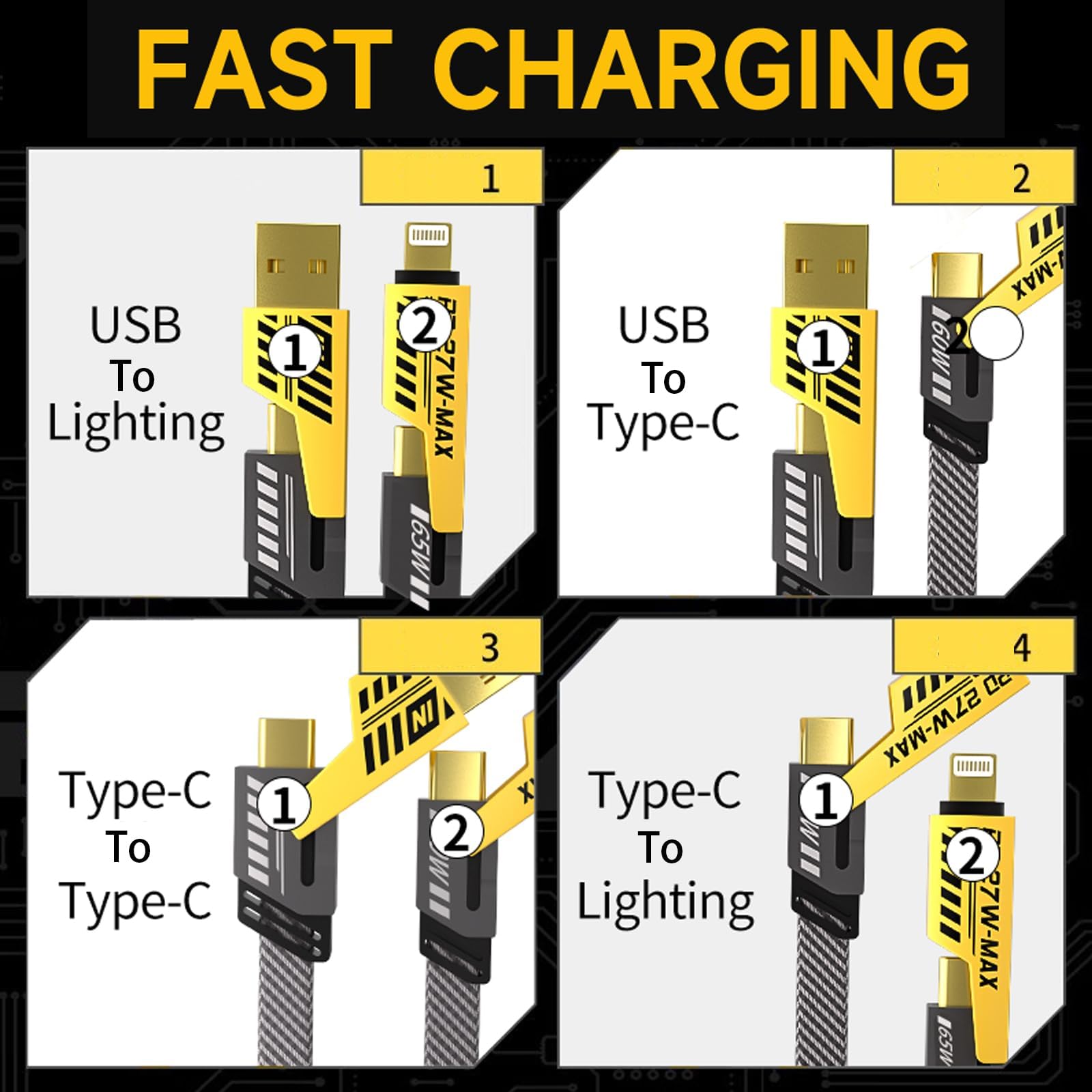 4 in 1 Convertible Metal Fast Data Cable