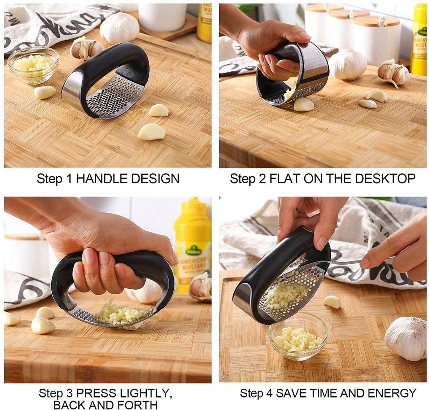 Manual Garlic Press Stainless Steel Handheld