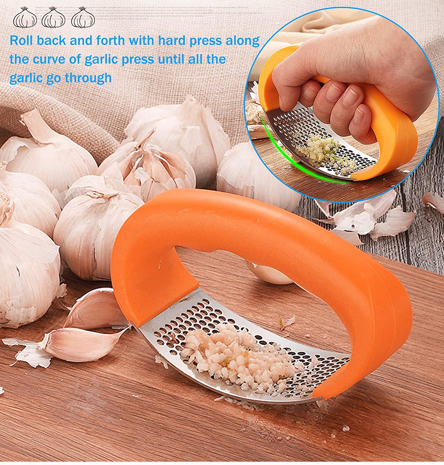 Manual Garlic Press Stainless Steel Handheld